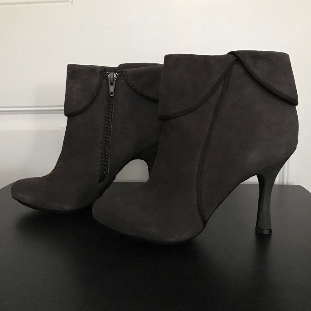 Dark Grey Suede Heel Booties